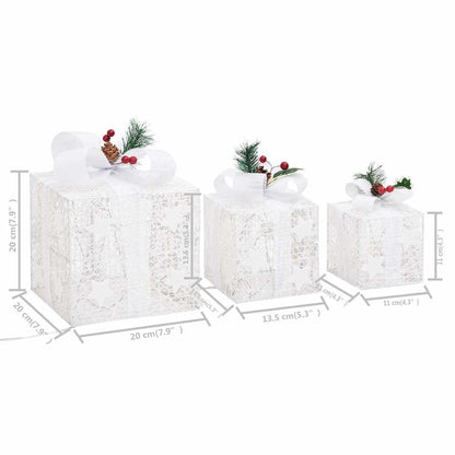 329766 vidaXL Decorative Christmas Gift Boxes 3 pcs White Outdoor Indoor - 20 x 20 x 11 cm
