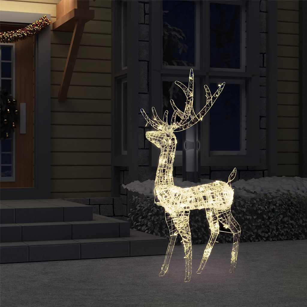 vidaXL Acrylic Reindeer Christmas Decoration 140 LEDs 128cm Warm White - 70 x 26 x 128 cm