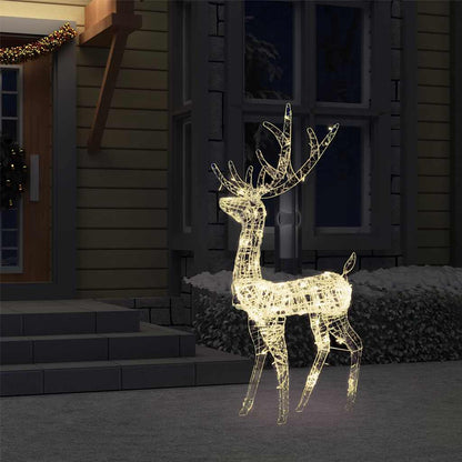 vidaXL Acrylic Reindeer Christmas Decoration 140 LEDs 128cm Warm White - 70 x 26 x 128 cm