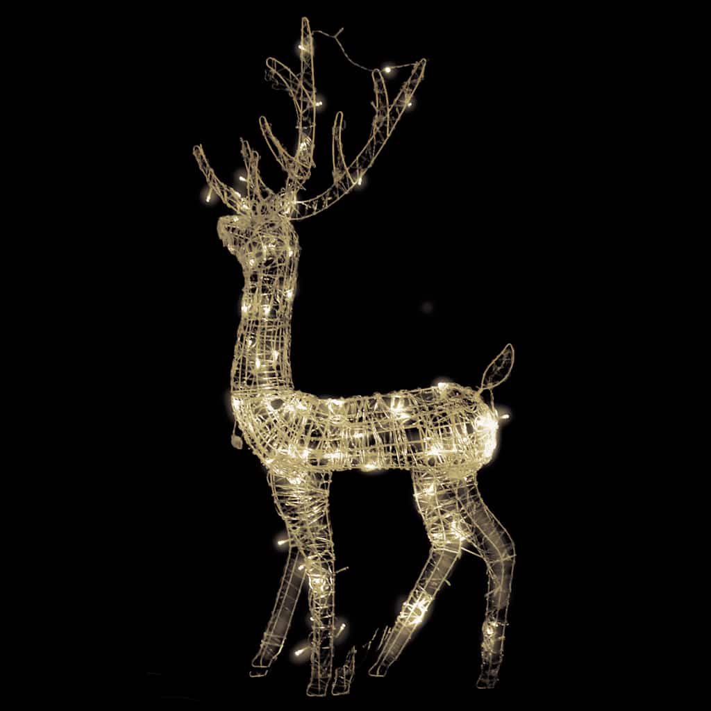 vidaXL Acrylic Reindeer Christmas Decoration 140 LEDs 128cm Warm White - 70 x 26 x 128 cm