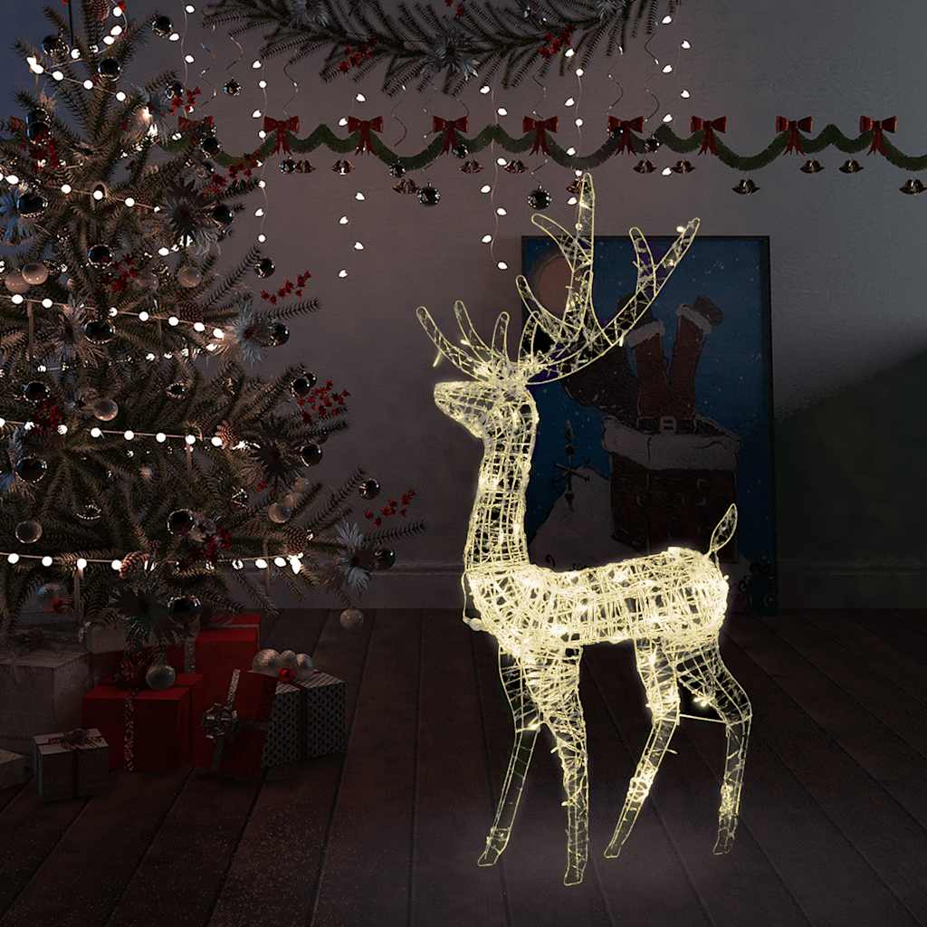 vidaXL Acrylic Reindeer Christmas Decoration 140 LEDs 128cm Warm White - 70 x 26 x 128 cm