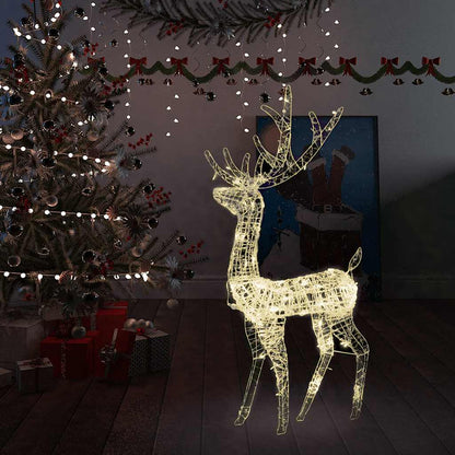 vidaXL Acrylic Reindeer Christmas Decoration 140 LEDs 128cm Warm White - 70 x 26 x 128 cm
