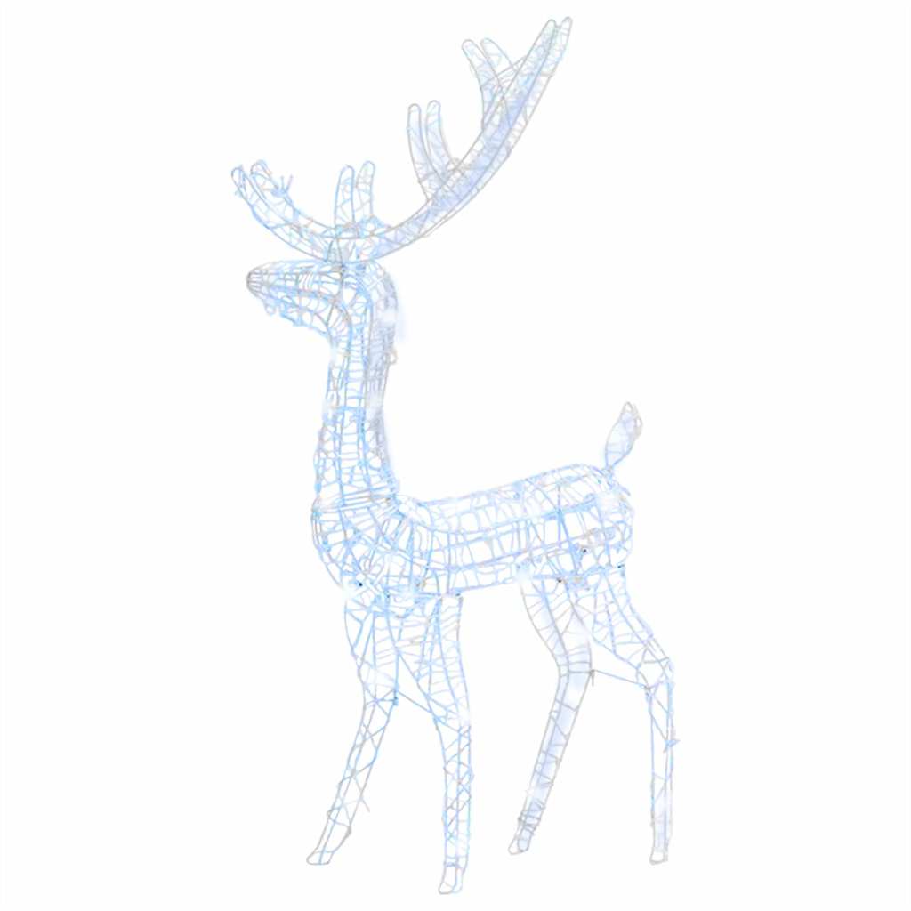 vidaXL Acrylic Reindeer Christmas Decoration 140 LEDs 128 cm Cold White - 70 x 26 x 128 cm