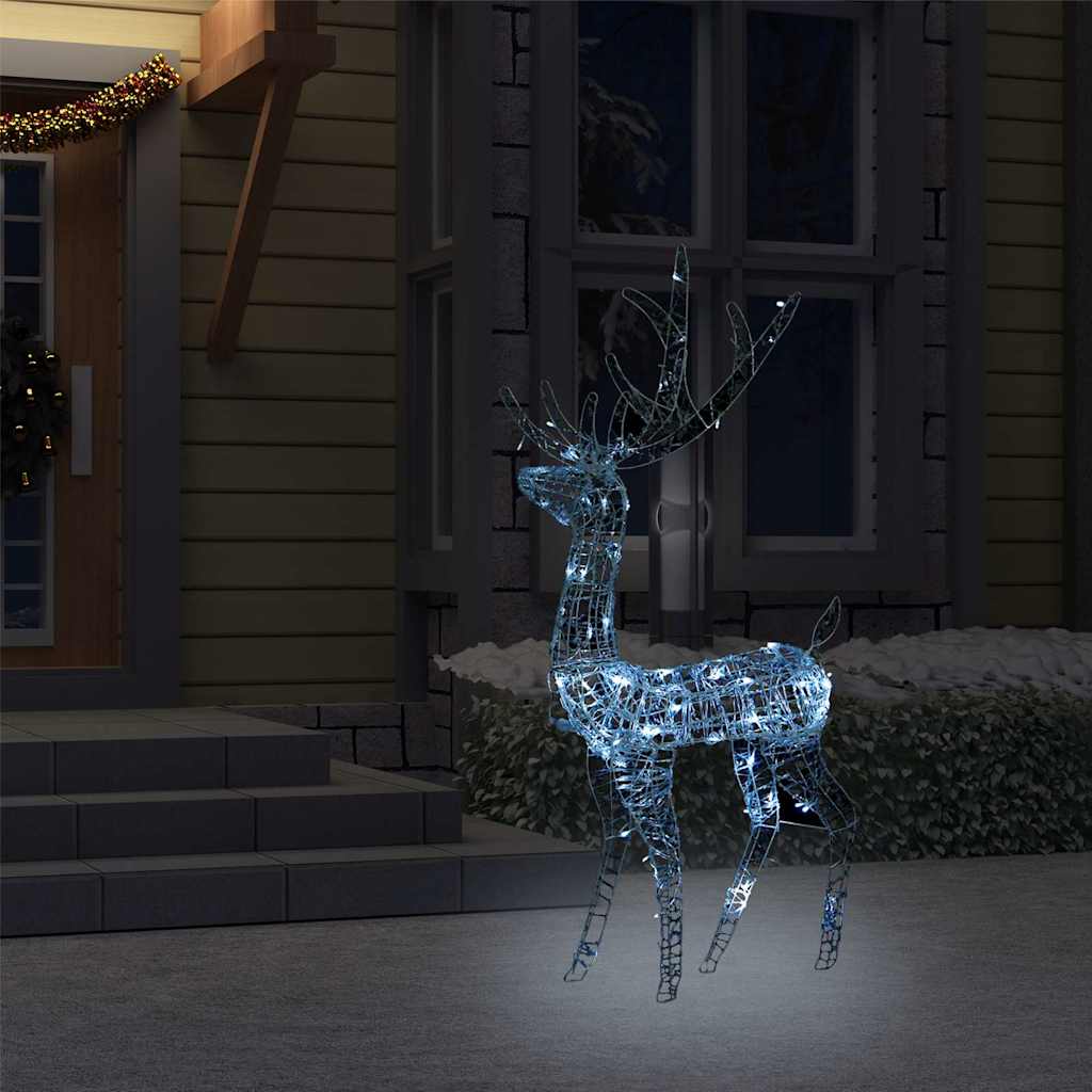 vidaXL Acrylic Reindeer Christmas Decoration 140 LEDs 128 cm Cold White - 70 x 26 x 128 cm