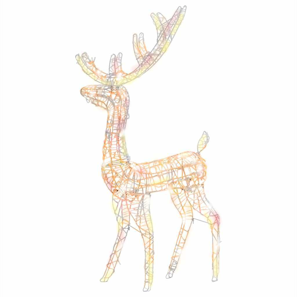 vidaXL Acrylic Reindeer Christmas Decoration 140 LEDs 128cm Colourful - Multicolour - 70 x 26 x 128 cm