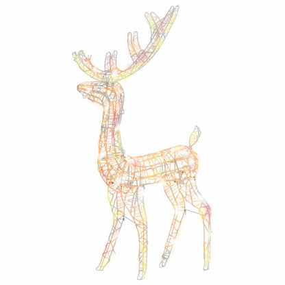 vidaXL Acrylic Reindeer Christmas Decoration 140 LEDs 128cm Colourful - Multicolour - 70 x 26 x 128 cm