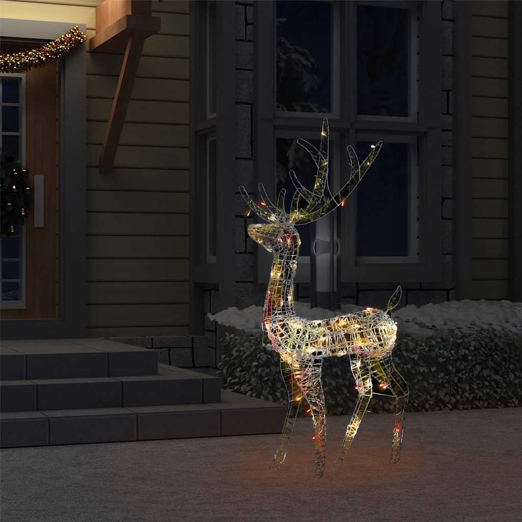 vidaXL Acrylic Reindeer Christmas Decoration 140 LEDs 128cm Colourful - Multicolour - 70 x 26 x 128 cm