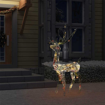 vidaXL Acrylic Reindeer Christmas Decoration 140 LEDs 128cm Colourful - Multicolour - 70 x 26 x 128 cm