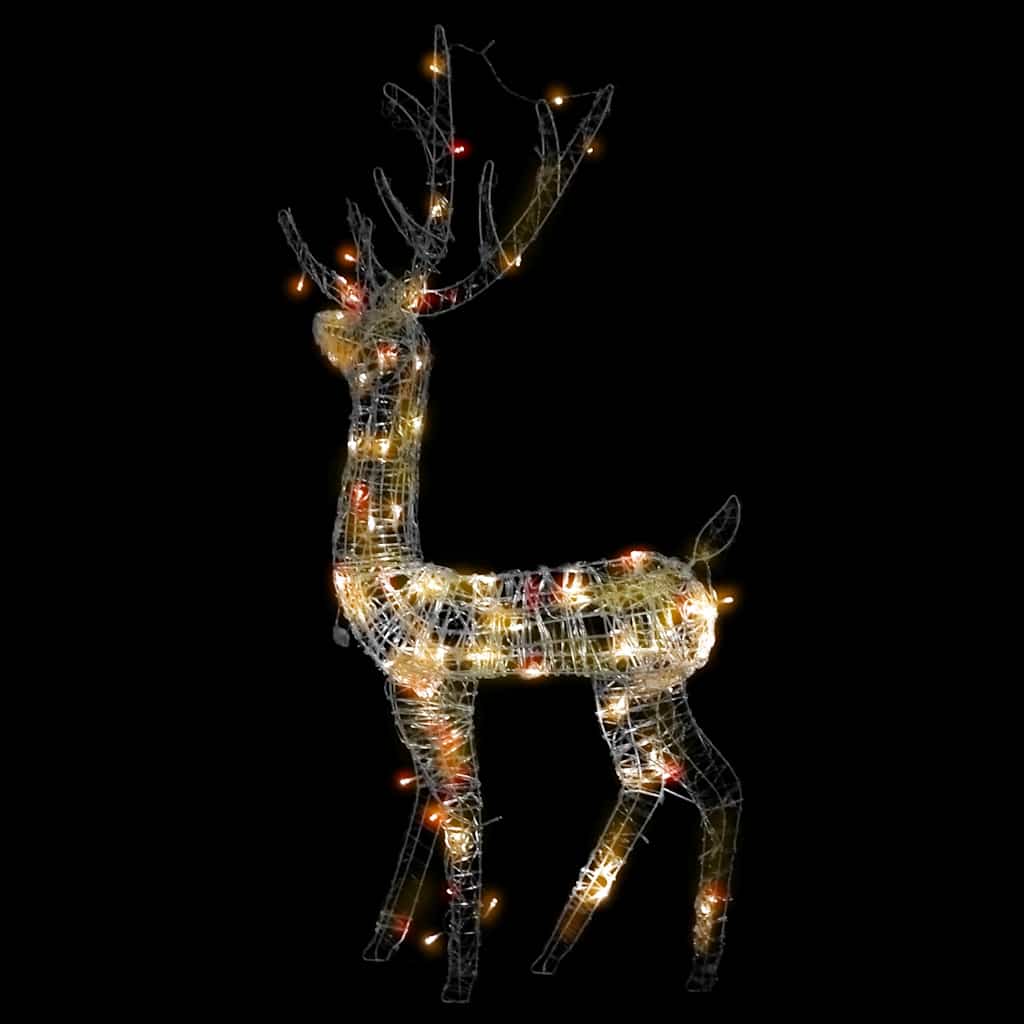 vidaXL Acrylic Reindeer Christmas Decoration 140 LEDs 128cm Colourful - Multicolour - 70 x 26 x 128 cm