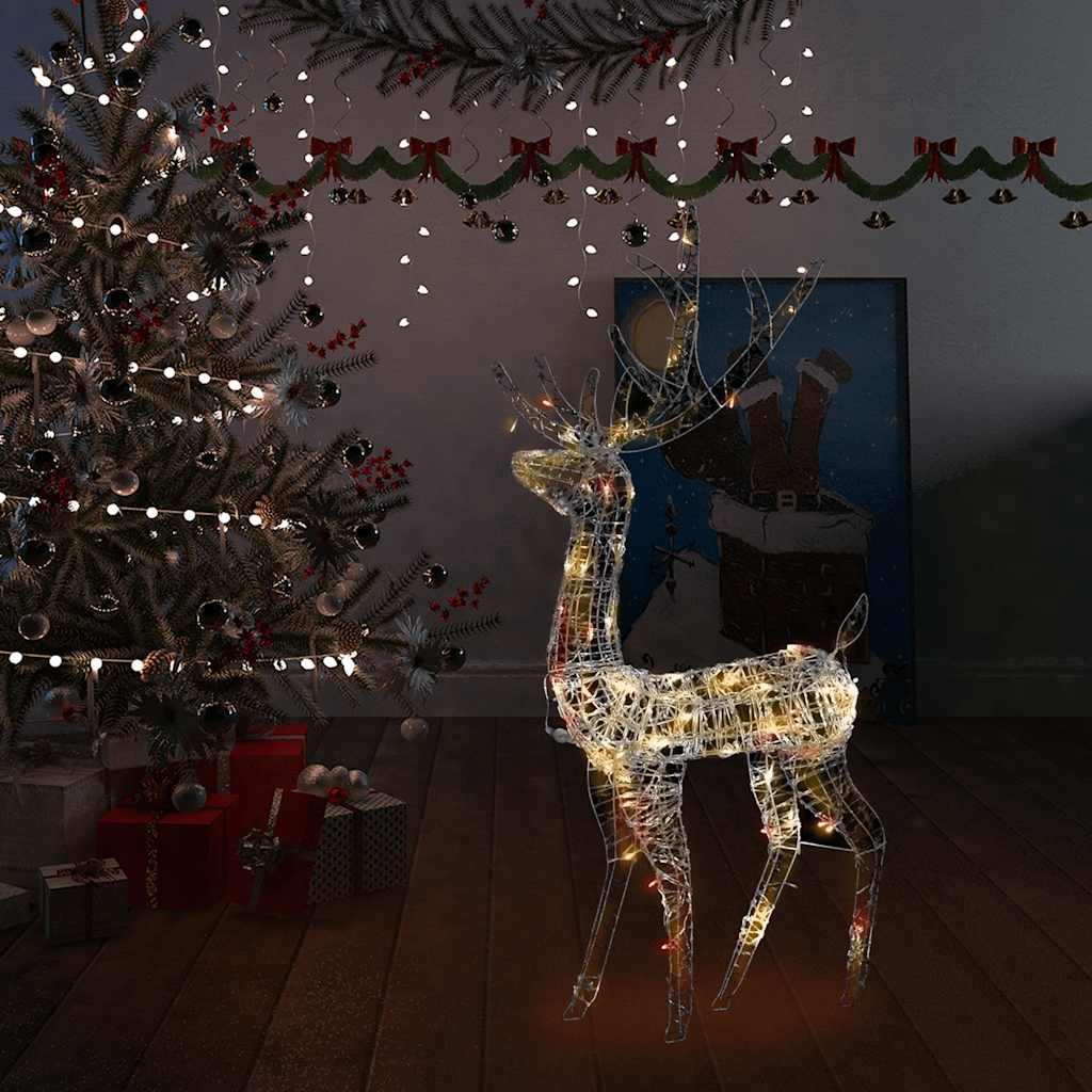 vidaXL Acrylic Reindeer Christmas Decoration 140 LEDs 128cm Colourful - Multicolour - 70 x 26 x 128 cm