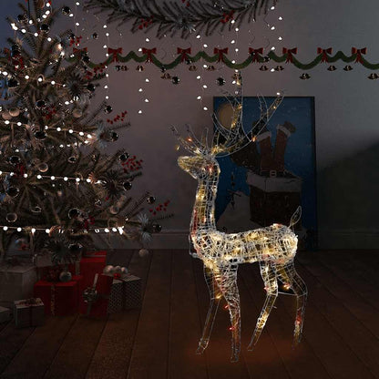 vidaXL Acrylic Reindeer Christmas Decoration 140 LEDs 128cm Colourful - Multicolour - 70 x 26 x 128 cm