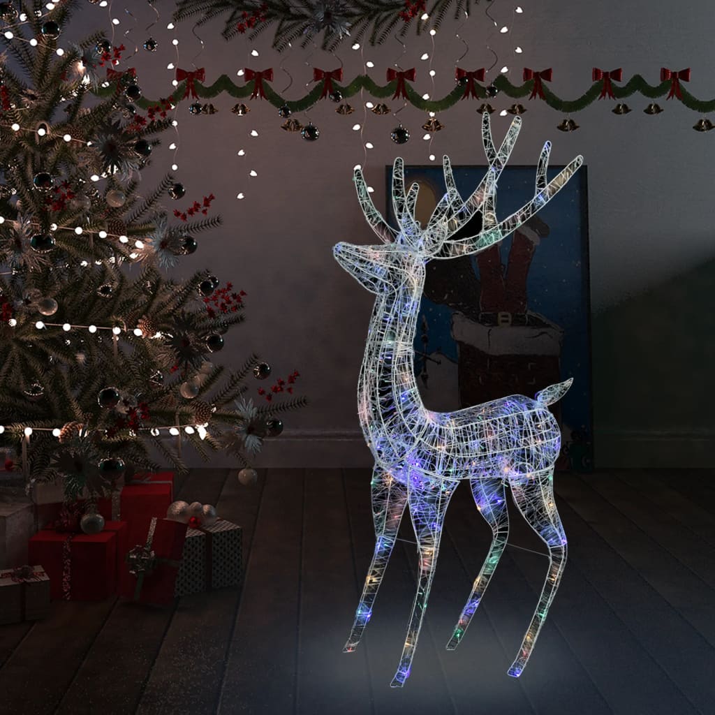 vidaXL XXL Acrylic Christmas Reindeer 250 LED 180 cm Colourful - Multicolour - 96 x 40 x 180 cm