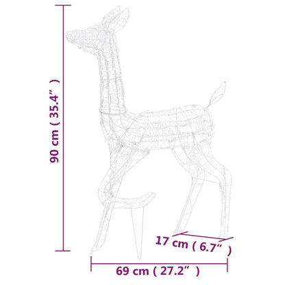 vidaXL Acrylic Reindeer Family Christmas Decoration 160 LED Blue