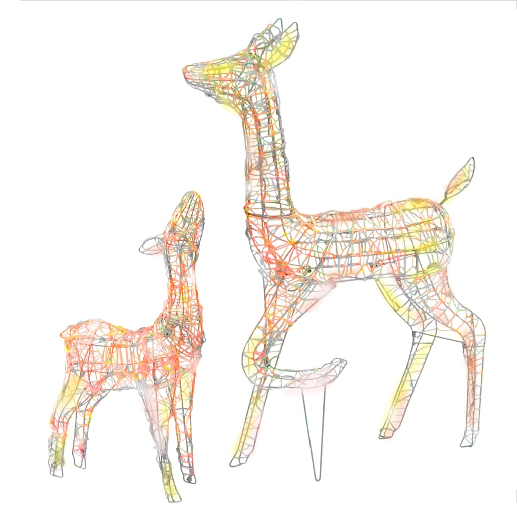 vidaXL Acrylic Reindeer Family Christmas Decoration 160 LED Colourful - Multicolour