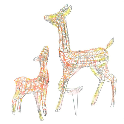 vidaXL Acrylic Reindeer Family Christmas Decoration 160 LED Colourful - Multicolour