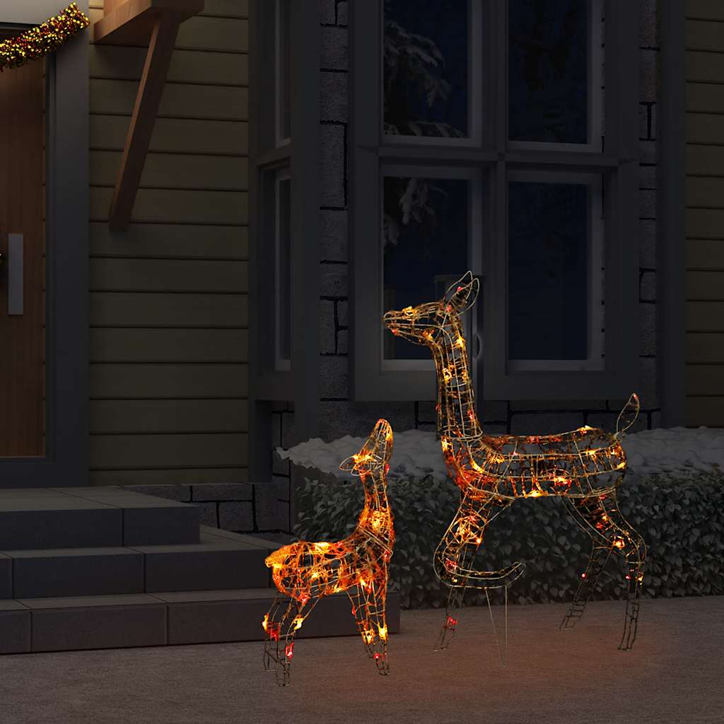 vidaXL Acrylic Reindeer Family Christmas Decoration 160 LED Colourful - Multicolour