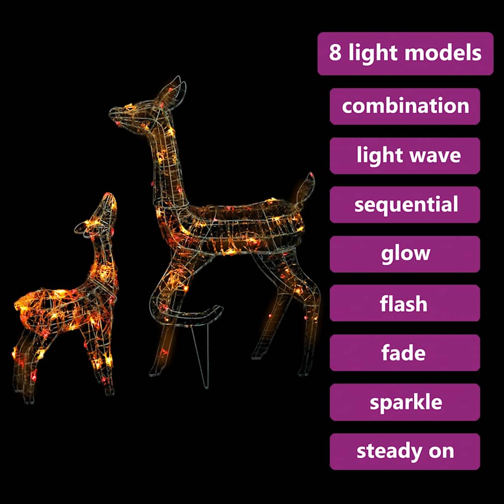 vidaXL Acrylic Reindeer Family Christmas Decoration 160 LED Colourful - Multicolour