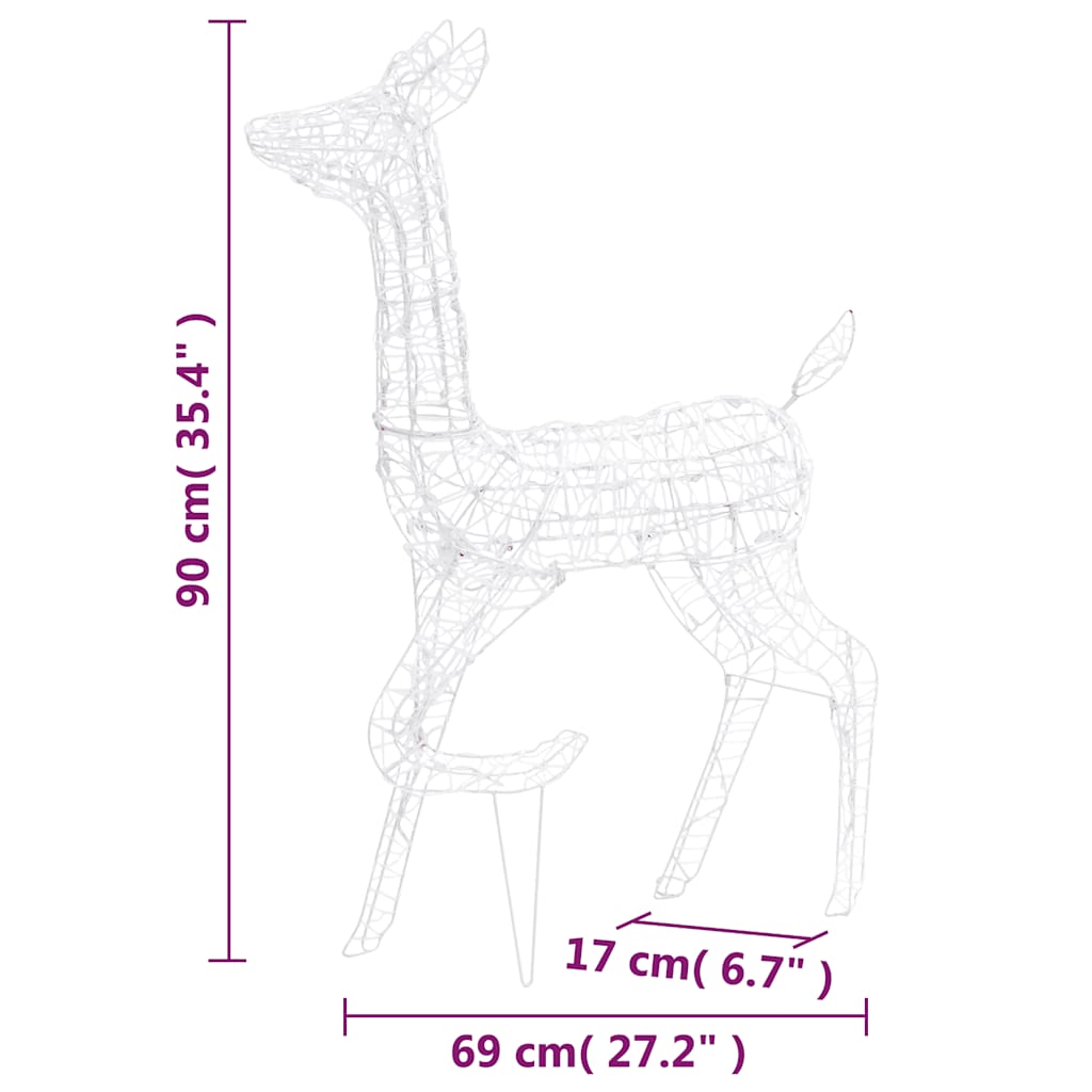 vidaXL Acrylic Reindeer Family Christmas Decoration 160 LED Colourful - Multicolour
