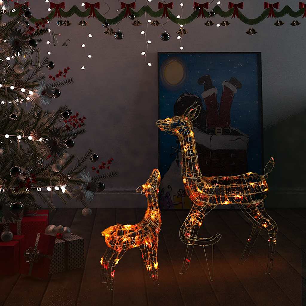vidaXL Acrylic Reindeer Family Christmas Decoration 160 LED Colourful - Multicolour