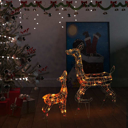 vidaXL Acrylic Reindeer Family Christmas Decoration 160 LED Colourful - Multicolour