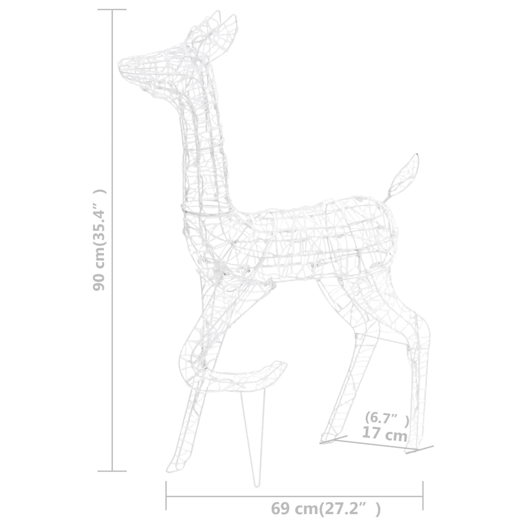 vidaXL Acrylic Reindeer Family Christmas Decoration 300 LED Cold White