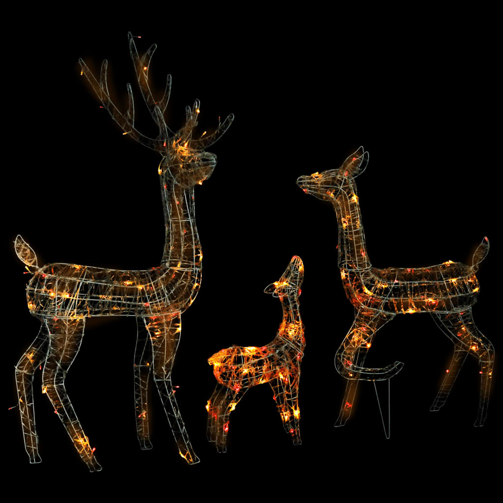 vidaXL Acrylic Reindeer Family Christmas Decoration 300 LED Colourful - Multicolour