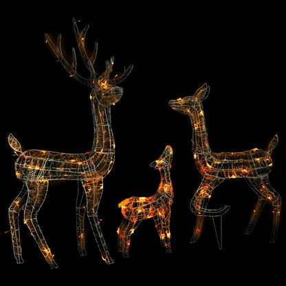 vidaXL Acrylic Reindeer Family Christmas Decoration 300 LED Colourful - Multicolour