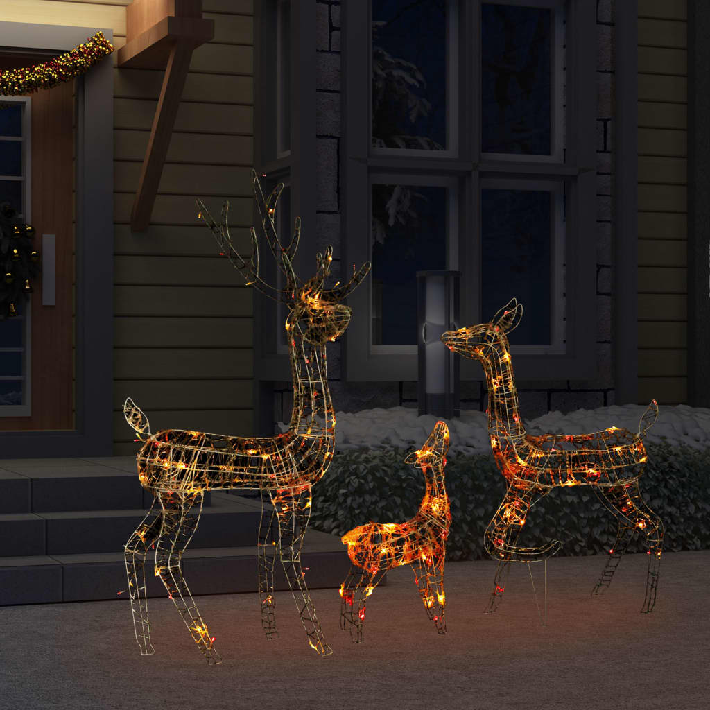 vidaXL Acrylic Reindeer Family Christmas Decoration 300 LED Colourful - Multicolour