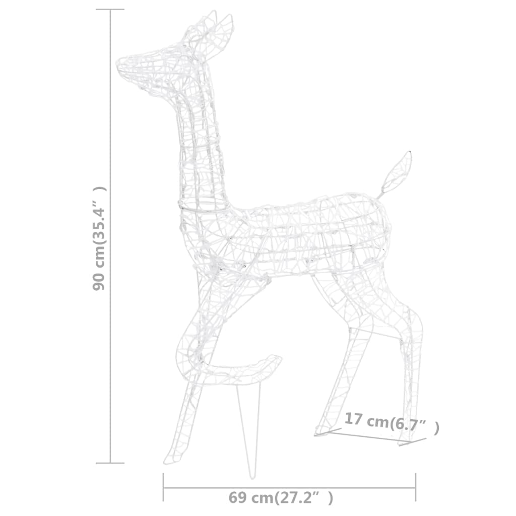 vidaXL Acrylic Reindeer Family Christmas Decoration 300 LED Colourful - Multicolour