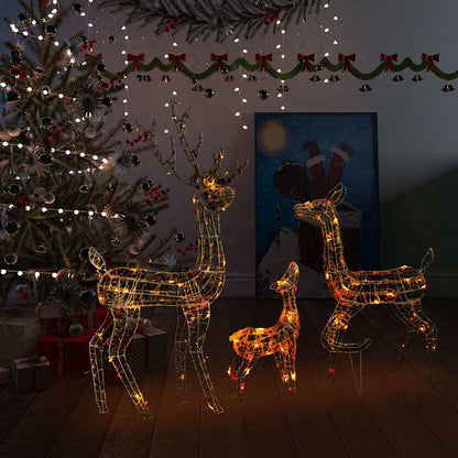 vidaXL Acrylic Reindeer Family Christmas Decoration 300 LED Colourful - Multicolour