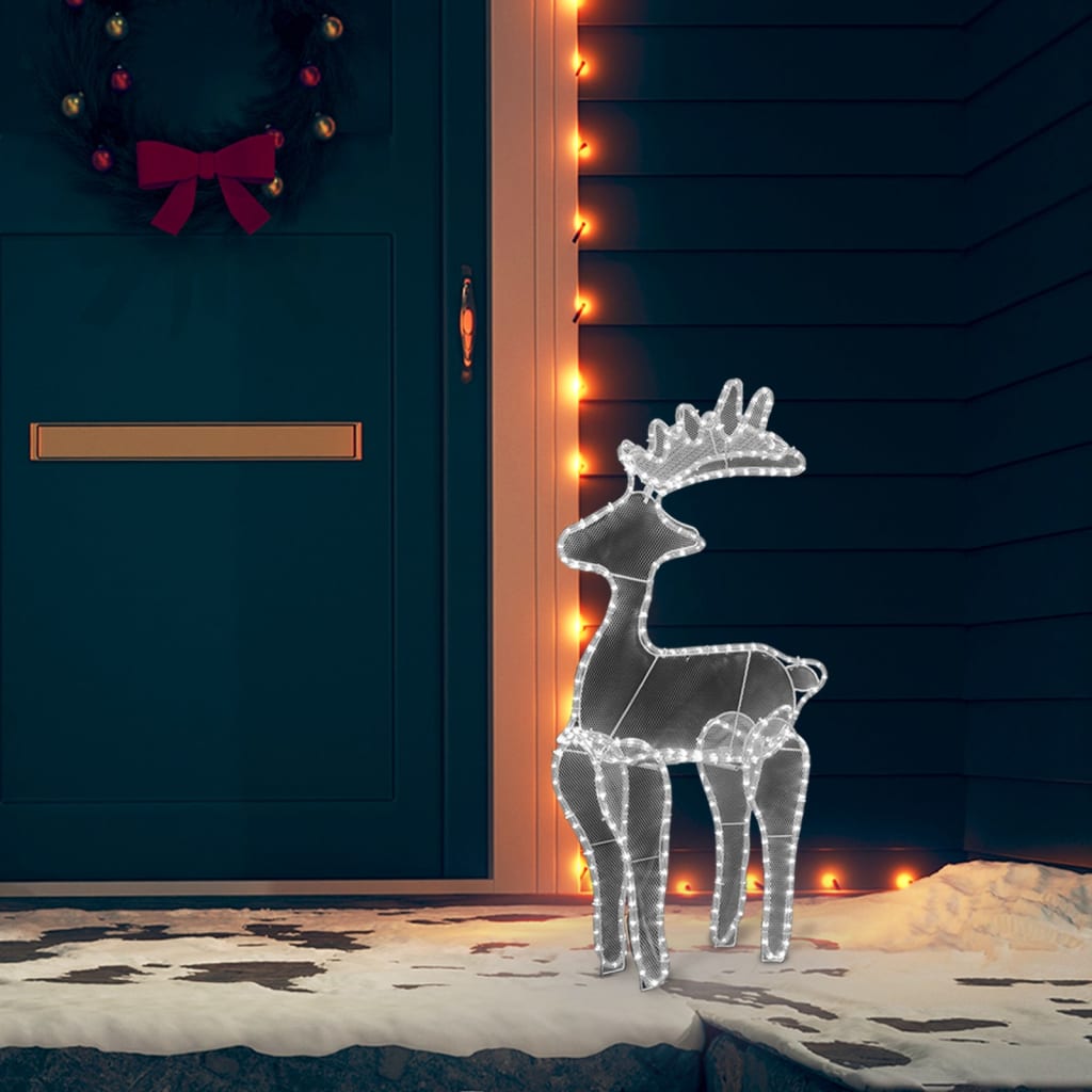 vidaXL Reindeer Christmas Decoration with Mesh 306 LEDs 60x24x89cm - Cold white