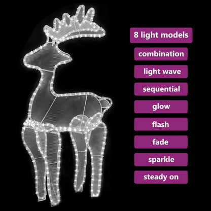 vidaXL Reindeer Christmas Decoration with Mesh 306 LEDs 60x24x89cm - Cold white