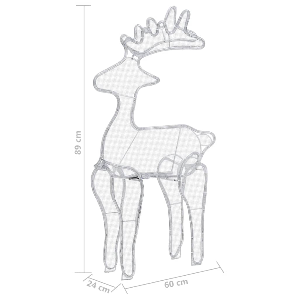 vidaXL Reindeer Christmas Decoration with Mesh 306 LEDs 60x24x89cm - Cold white