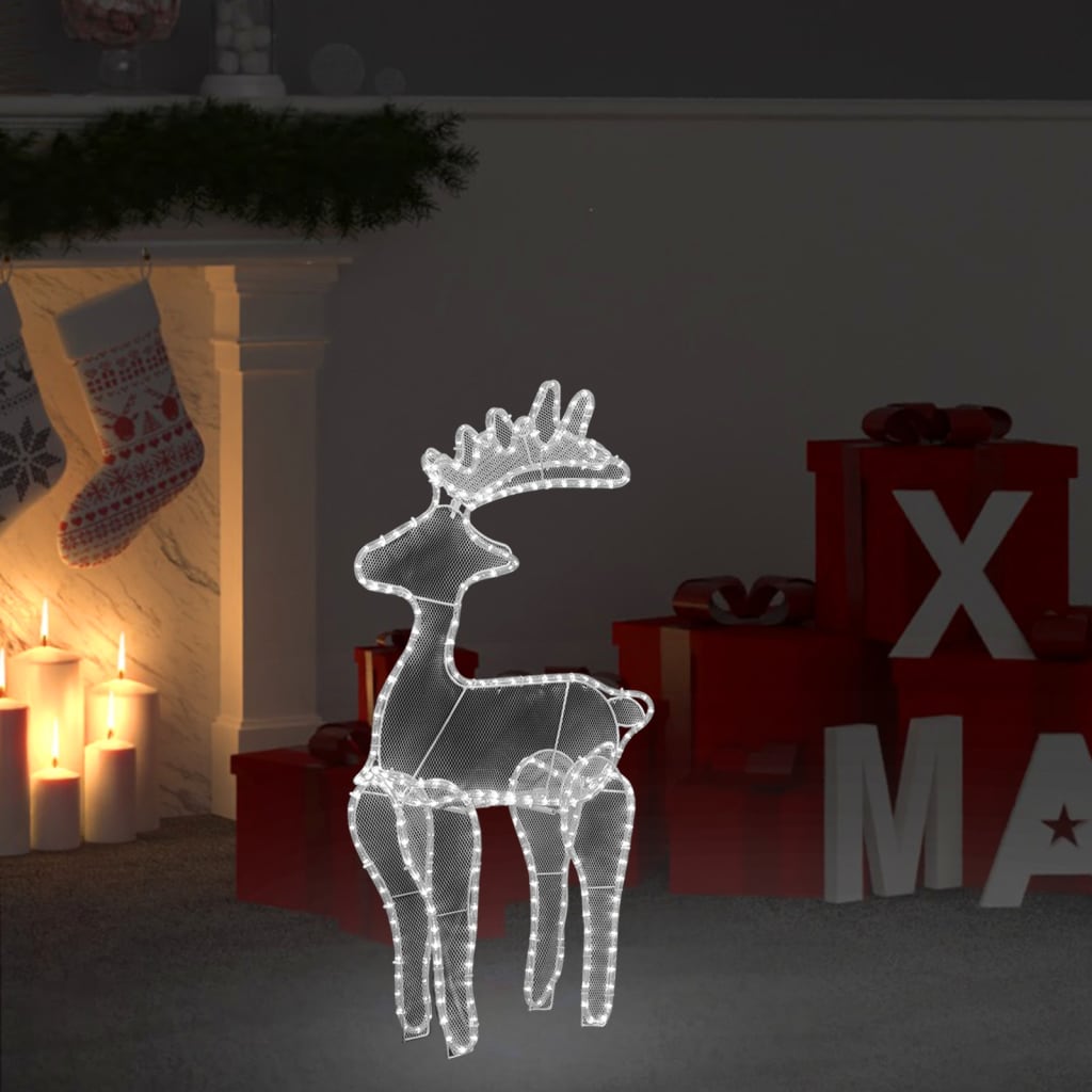 vidaXL Reindeer Christmas Decoration with Mesh 306 LEDs 60x24x89cm - Cold white