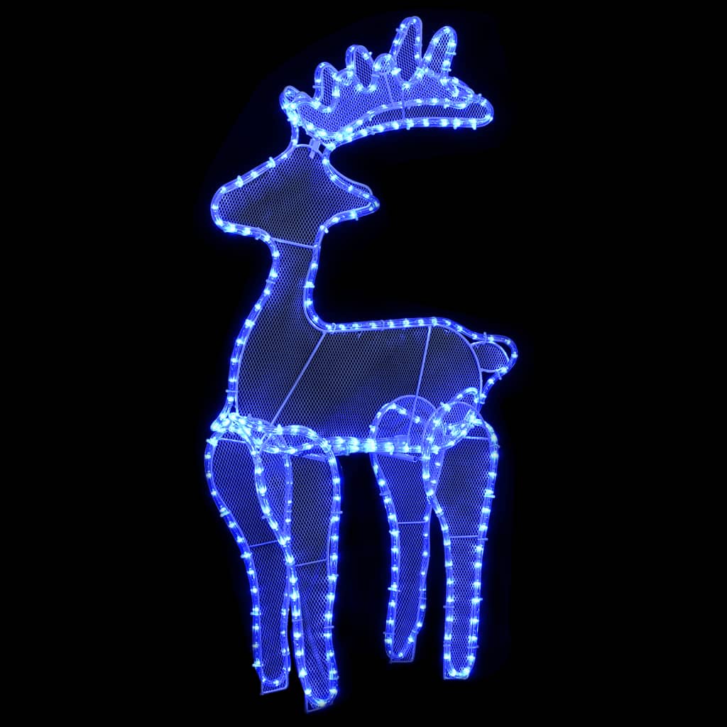 vidaXL Reindeer Christmas Decoration with Mesh 306 LEDs 60x24x89cm - Blue