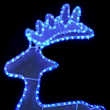 vidaXL Reindeer Christmas Decoration with Mesh 306 LEDs 60x24x89cm - Blue