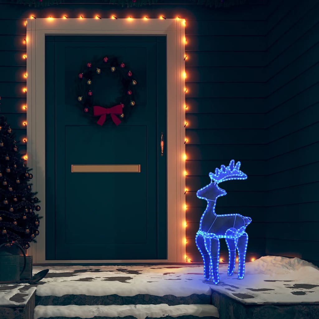 vidaXL Reindeer Christmas Decoration with Mesh 306 LEDs 60x24x89cm - Blue