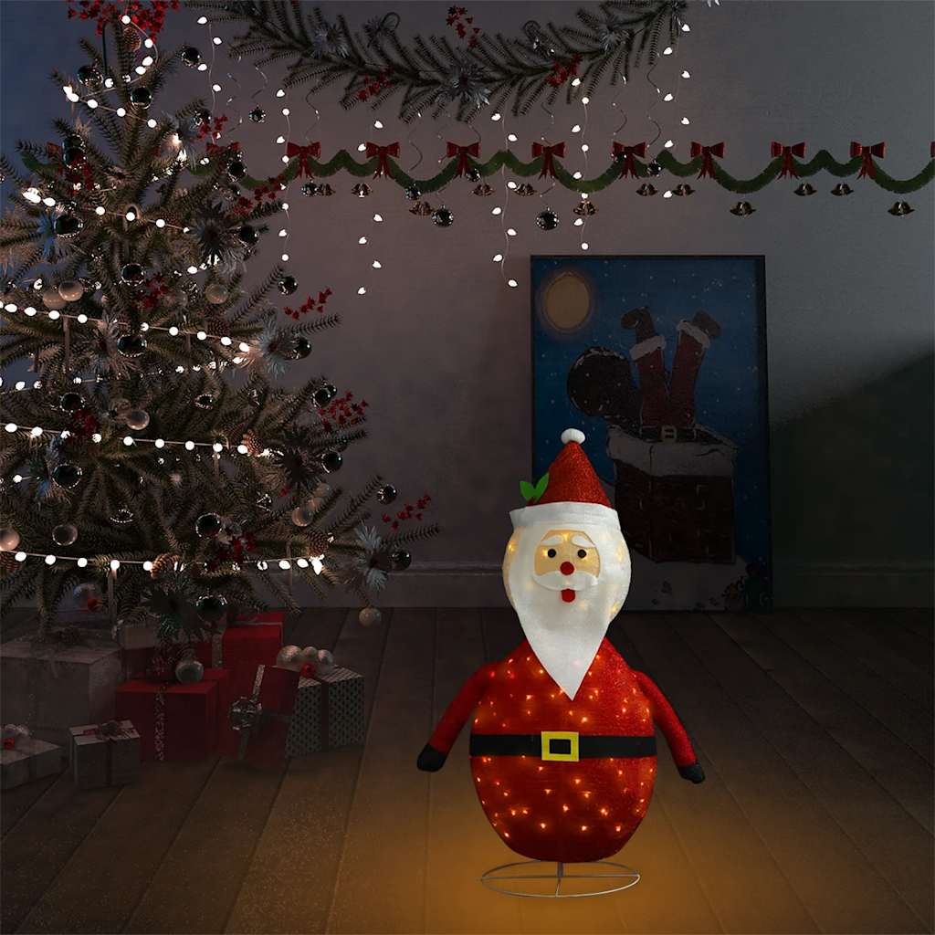 vidaXL Decorative Christmas Santa Claus Figure LED Luxury Fabric 60cm - Red - 60 cm