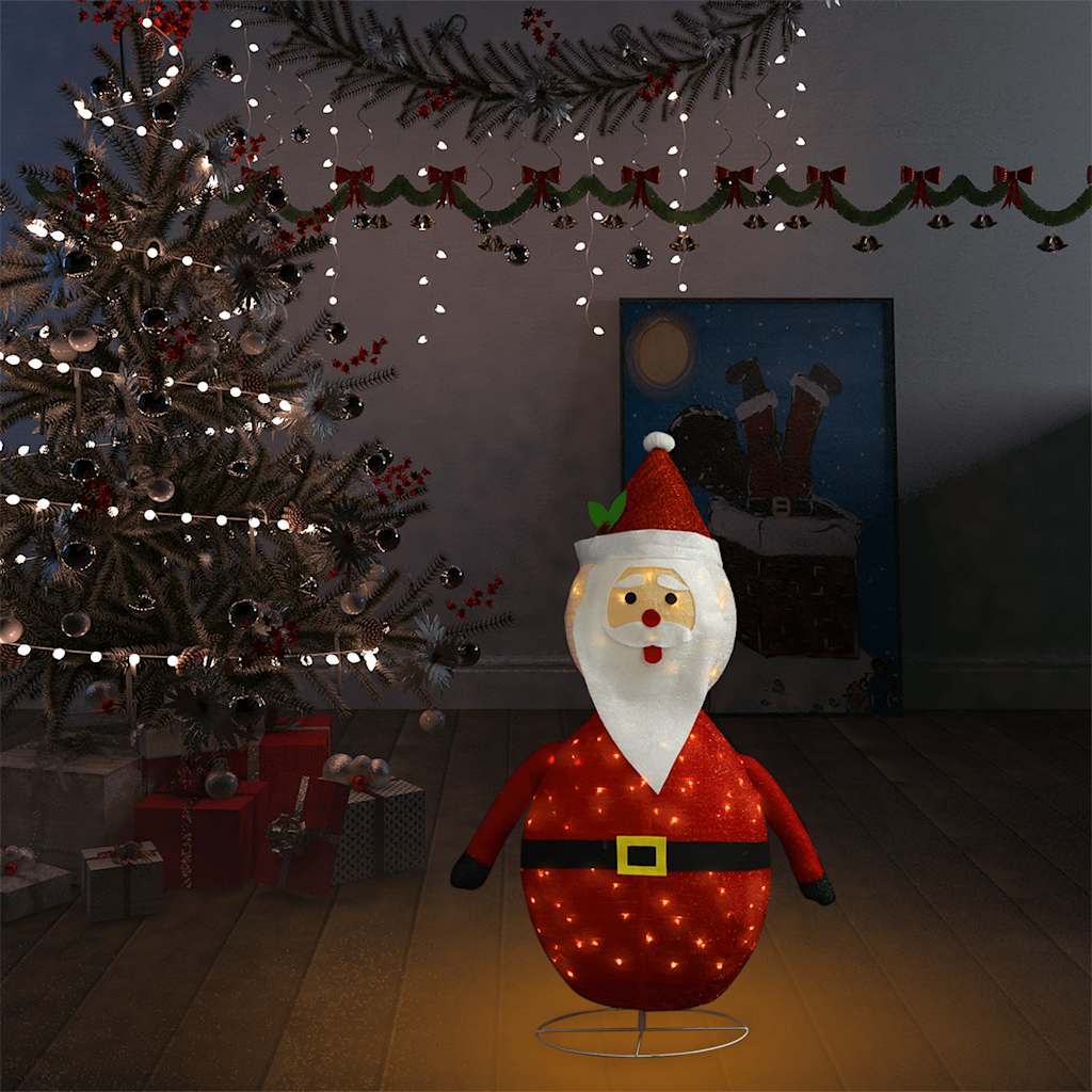 vidaXL Decorative Christmas Santa Claus Figure LED Luxury Fabric 90cm - Red - 90 cm