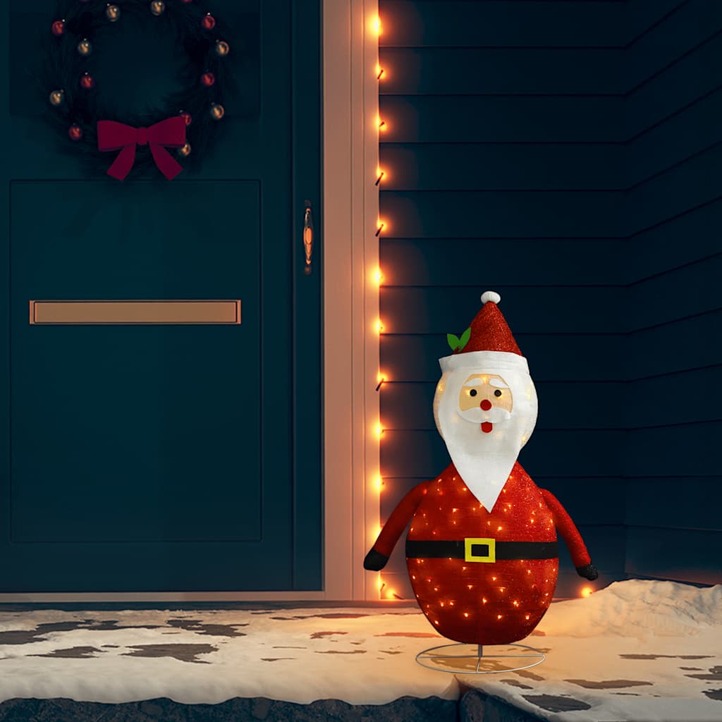 vidaXL Decorative Christmas Santa Claus Figure LED Luxury Fabric 90cm - Red - 90 cm