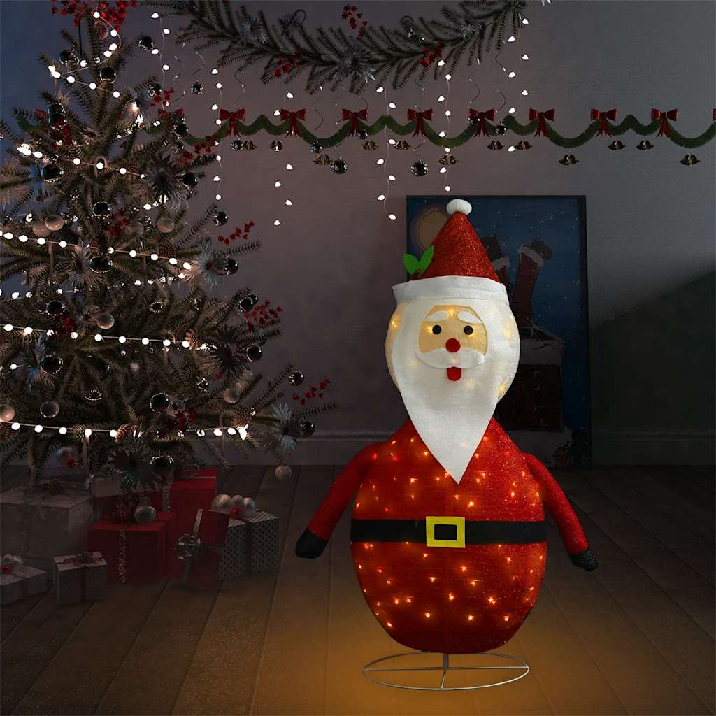 vidaXL Decorative Christmas Santa Claus Figure LED Luxury Fabric 120cm - Red and White - 120 cm