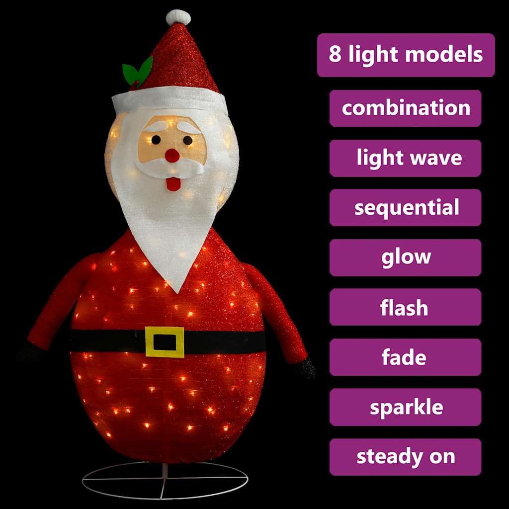 vidaXL Decorative Christmas Santa Claus Figure LED Luxury Fabric 120cm - Red and White - 120 cm