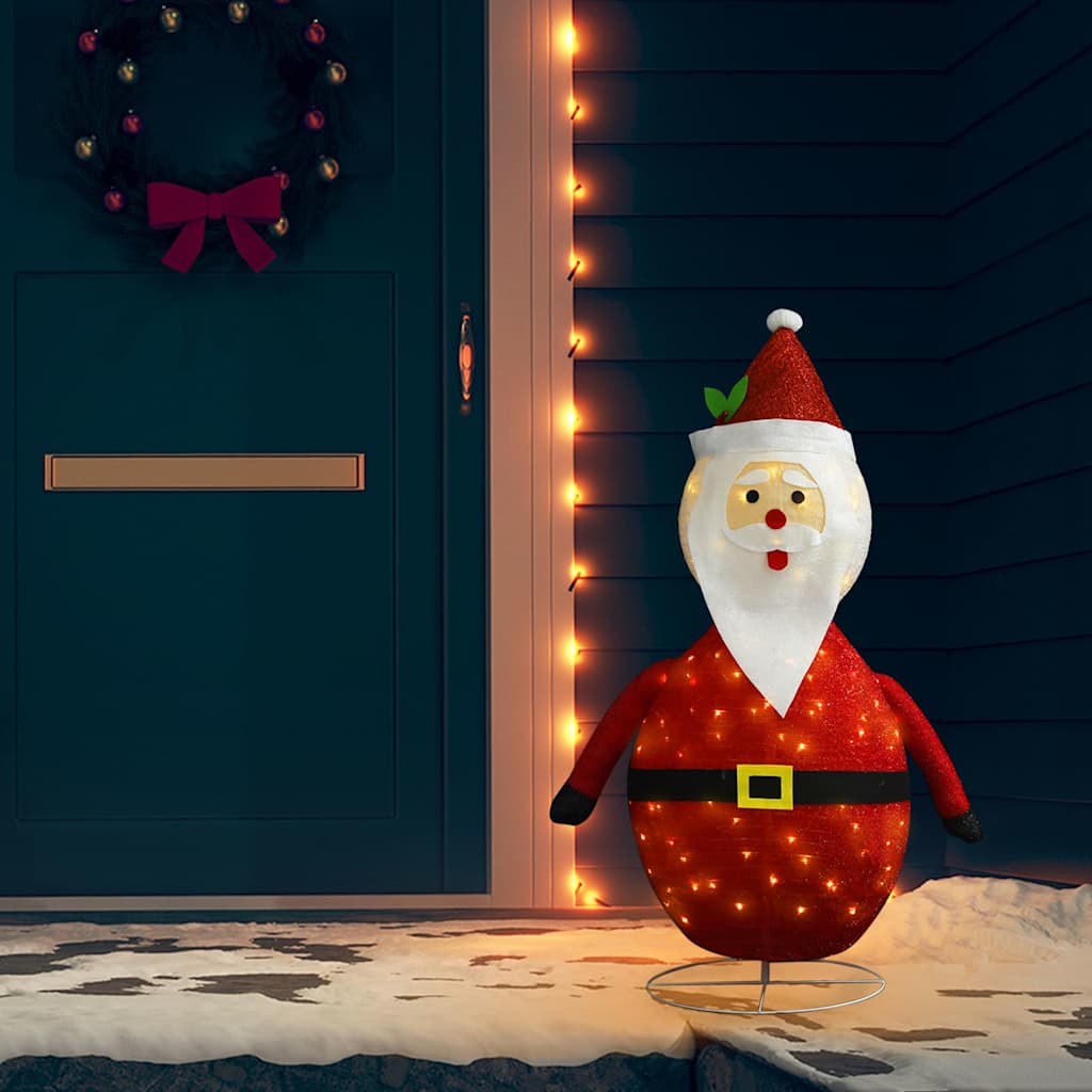 vidaXL Decorative Christmas Santa Claus Figure LED Luxury Fabric 120cm - Red and White - 120 cm