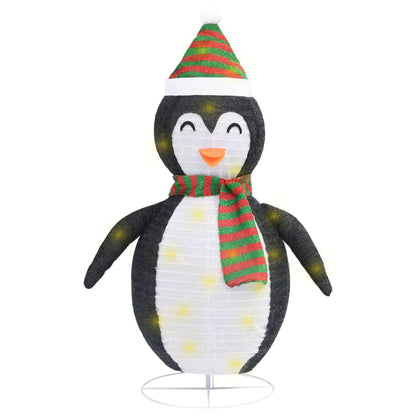 vidaXL Decorative Christmas Snow Penguin Figure LED Luxury Fabric 60cm - Black and white - 60 cm