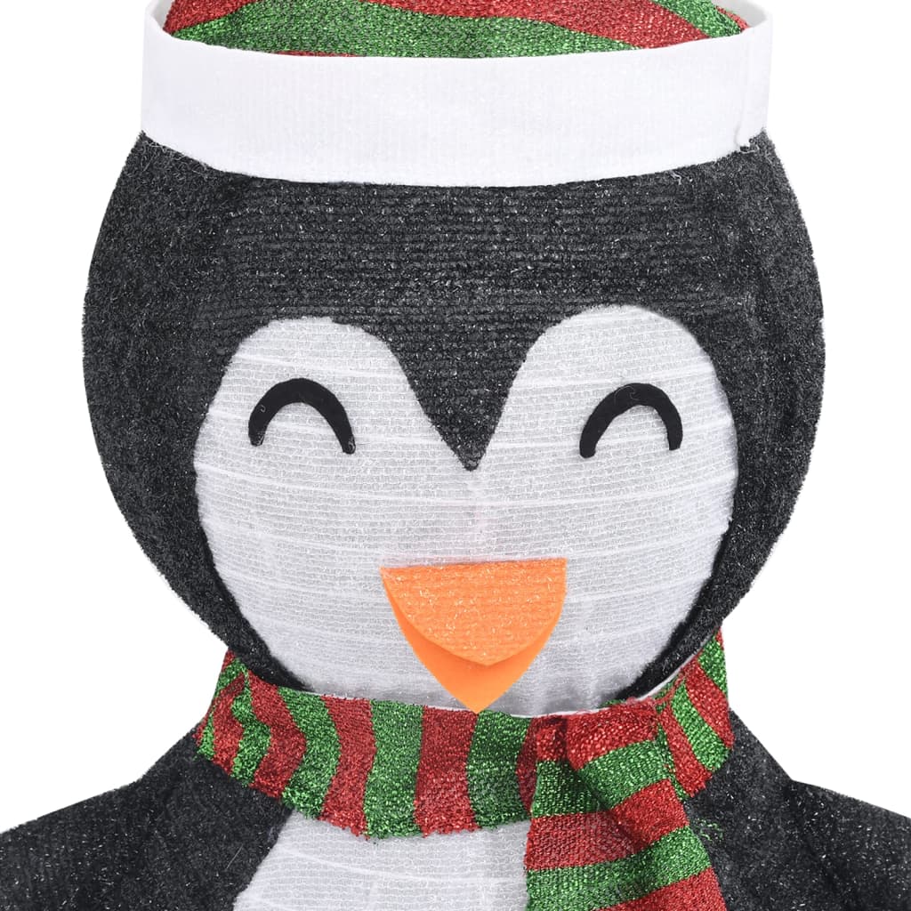 vidaXL Decorative Christmas Snow Penguin Figure LED Luxury Fabric 60cm - Black and white - 60 cm