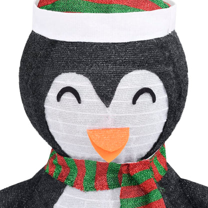 vidaXL Decorative Christmas Snow Penguin Figure LED Luxury Fabric 60cm - Black and white - 60 cm