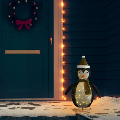 vidaXL Decorative Christmas Snow Penguin Figure LED Luxury Fabric 60cm - Black and white - 60 cm