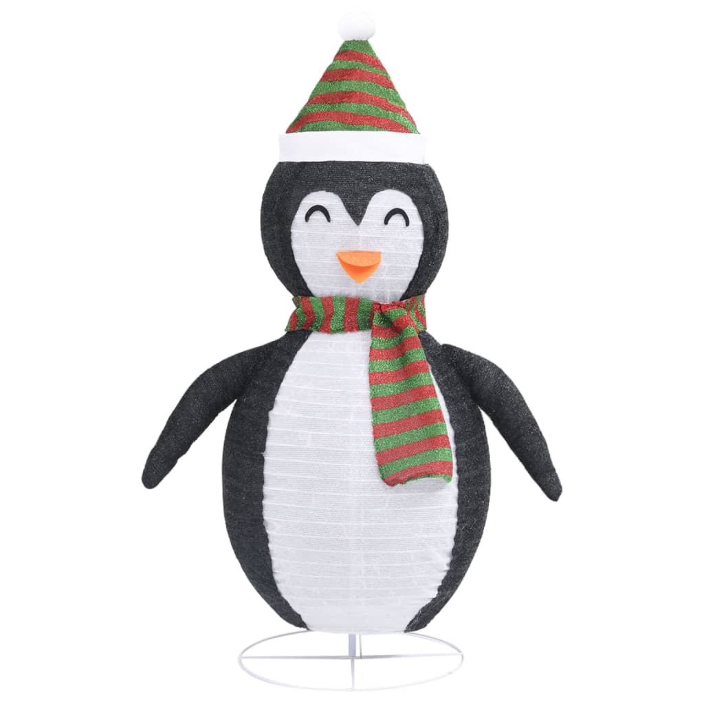 vidaXL Decorative Christmas Snow Penguin Figure LED Luxury Fabric 120cm - Black and white - 120 cm
