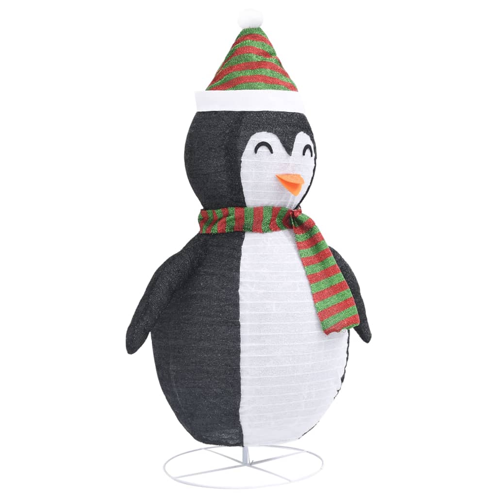 vidaXL Decorative Christmas Snow Penguin Figure LED Luxury Fabric 120cm - Black and white - 120 cm