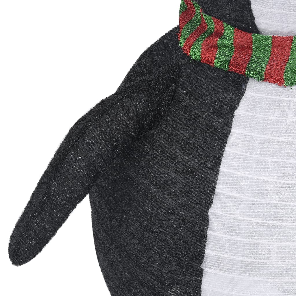 vidaXL Decorative Christmas Snow Penguin Figure LED Luxury Fabric 120cm - Black and white - 120 cm